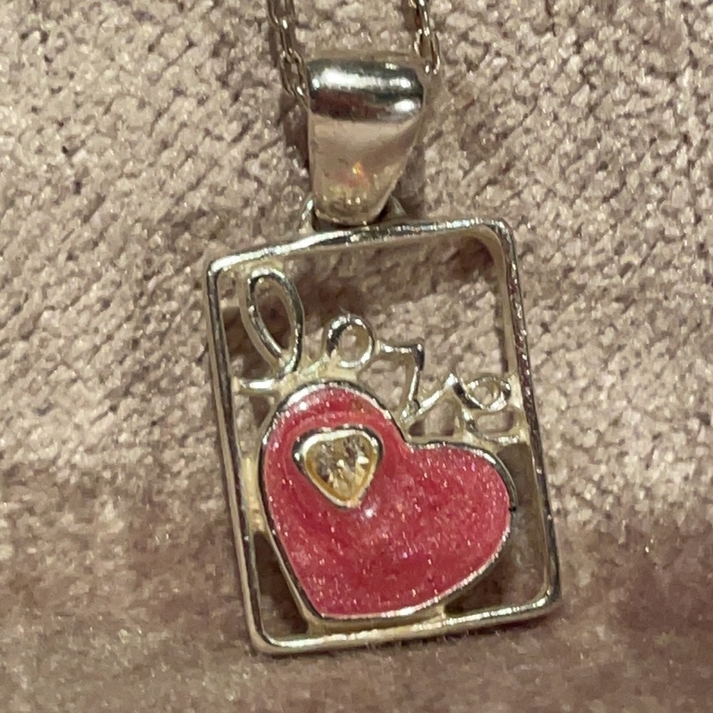 LOVE Heart Pendant 925 Sterling Silver Necklace 17” - Picture 5 of 7
